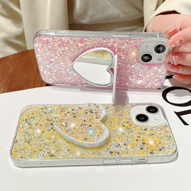 For iPhone 15 Pro Max Starry Sequin Mirror Stand Epoxy TPU Phone Case(Yellow) - HoMEdemic™ 