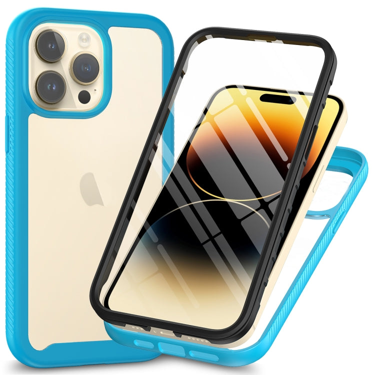 For iPhone 15 Pro Max Starry Sky Solid Color Series PC + TPU Phone Case with PET Film(Sky Blue) - HoMEdemic™ 