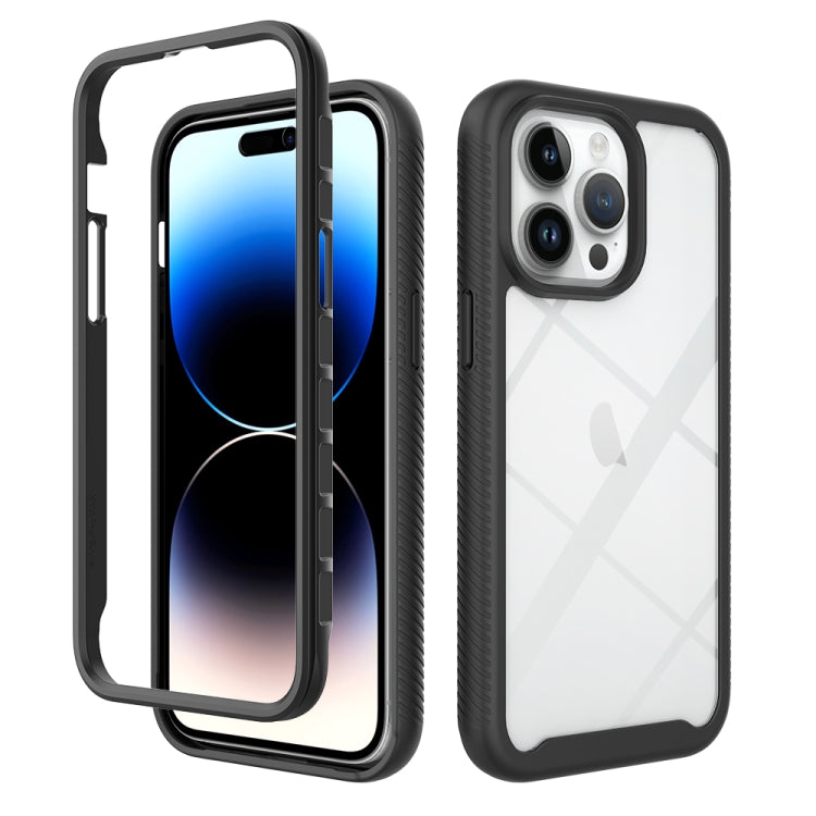 For iPhone 15 Pro Max Starry Sky Solid Color Shockproof TPU Clear PC Phone Case(Black) - HoMEdemic™ 