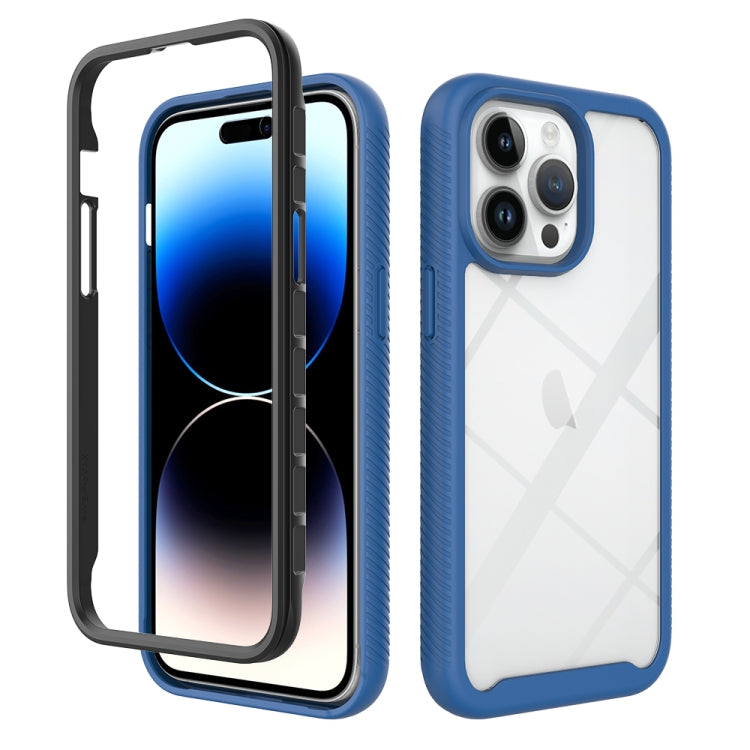 For iPhone 15 Pro Max Starry Sky Solid Color Shockproof TPU Clear PC Phone Case(Dark Blue) - HoMEdemic™ 