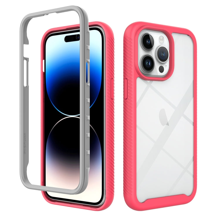 For iPhone 15 Pro Max Starry Sky Solid Color Shockproof TPU Clear PC Phone Case(Pink) - HoMEdemic™ 