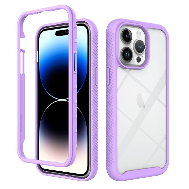 For iPhone 15 Pro Max Starry Sky Solid Color Shockproof TPU Clear PC Phone Case(Purple) - HoMEdemic™ 