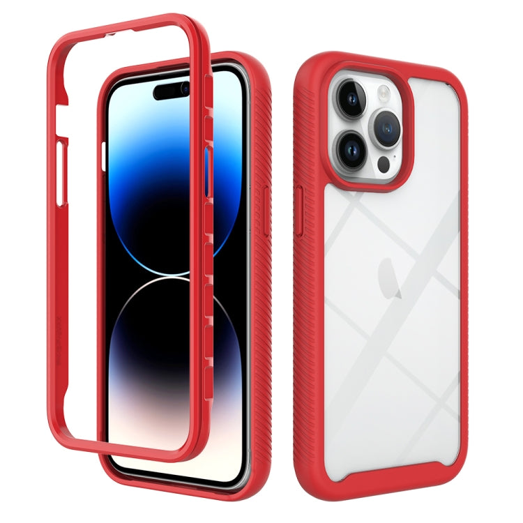 For iPhone 15 Pro Max Starry Sky Solid Color Shockproof TPU Clear PC Phone Case(Red) - HoMEdemic™ 