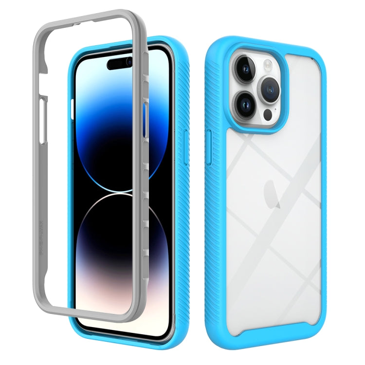 For iPhone 15 Pro Max Starry Sky Solid Color Shockproof TPU Clear PC Phone Case(Sky Blue) - HoMEdemic™ 