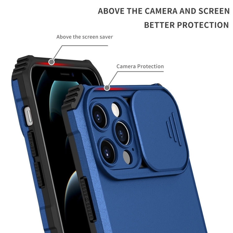 For iPhone 15 Pro Max Stereoscopic Holder Sliding Camshield Phone Case(Blue) - HoMEdemic™ 