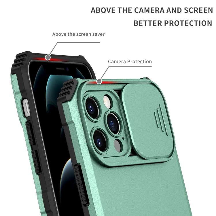 For iPhone 15 Pro Max Stereoscopic Holder Sliding Camshield Phone Case(Light Blue) - HoMEdemic™ 
