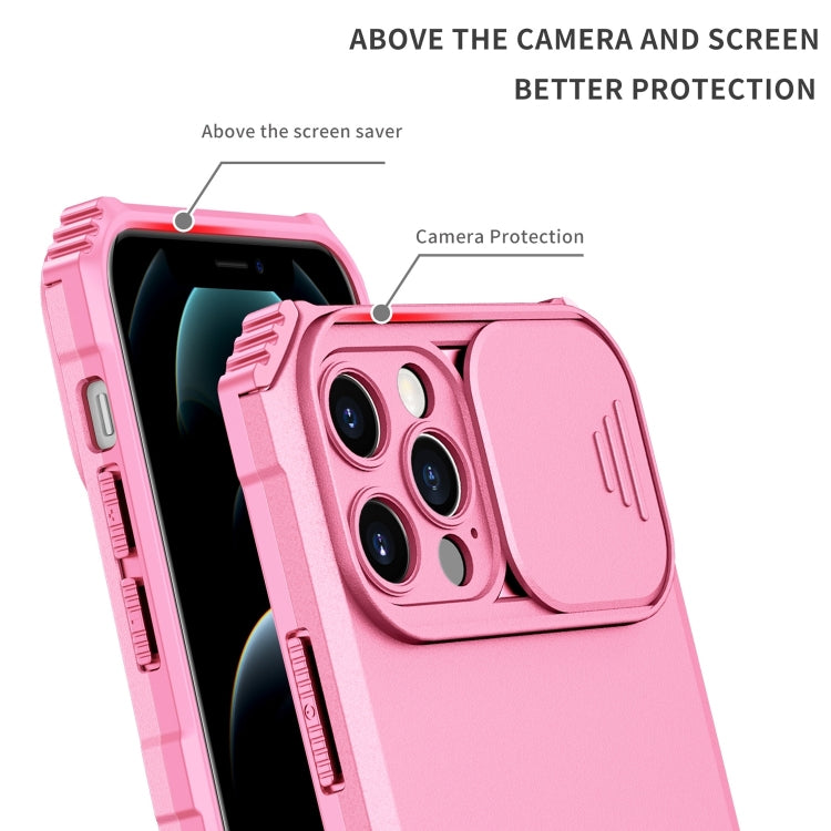 For iPhone 15 Pro Max Stereoscopic Holder Sliding Camshield Phone Case(Pink) - HoMEdemic™ 