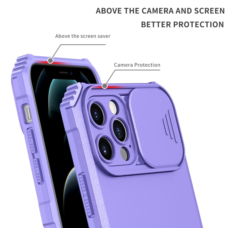 For iPhone 15 Pro Max Stereoscopic Holder Sliding Camshield Phone Case(Purple) - HoMEdemic™ 