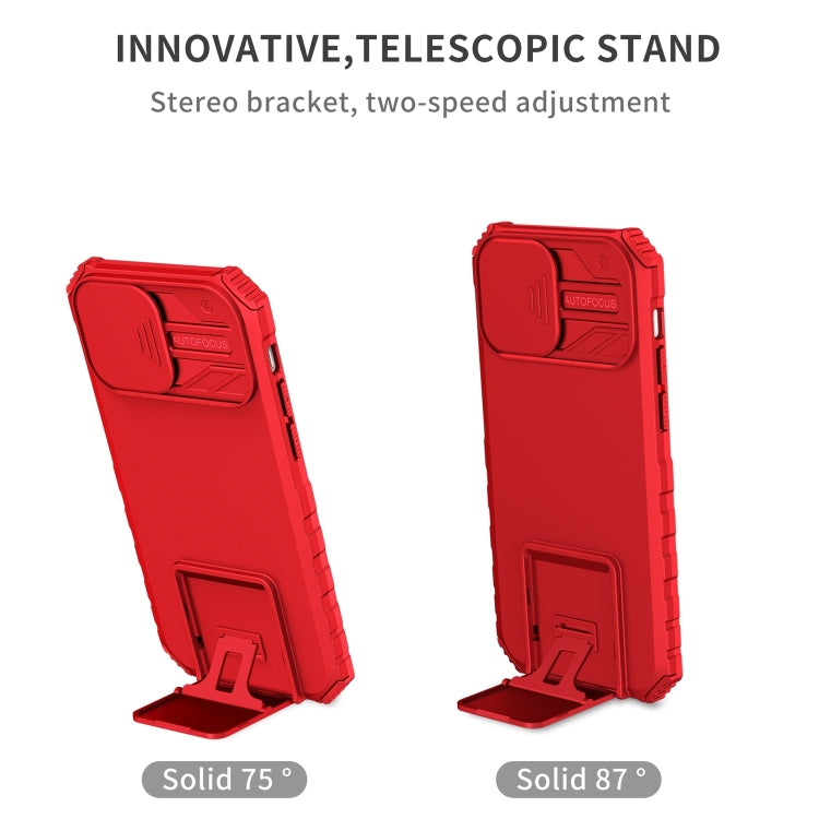 For iPhone 15 Pro Max Stereoscopic Holder Sliding Camshield Phone Case(Red) - HoMEdemic™ 