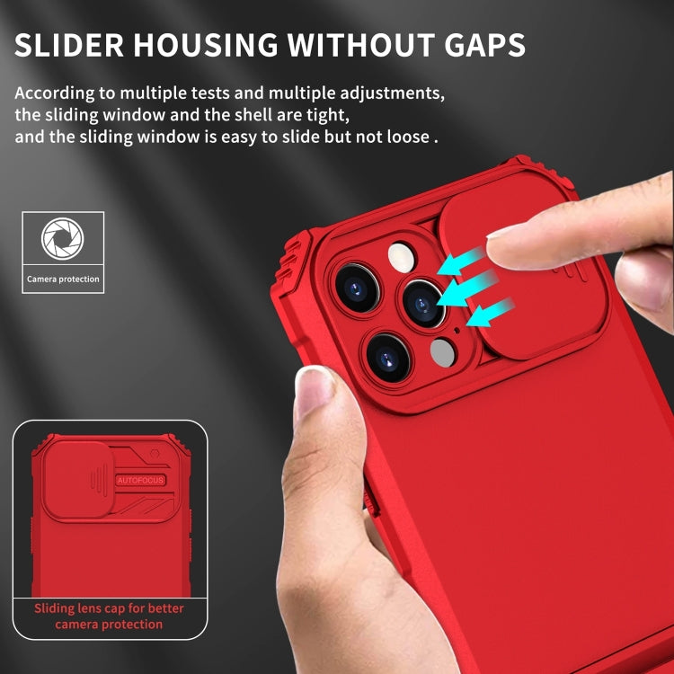 For iPhone 15 Pro Max Stereoscopic Holder Sliding Camshield Phone Case(Red) - HoMEdemic™ 