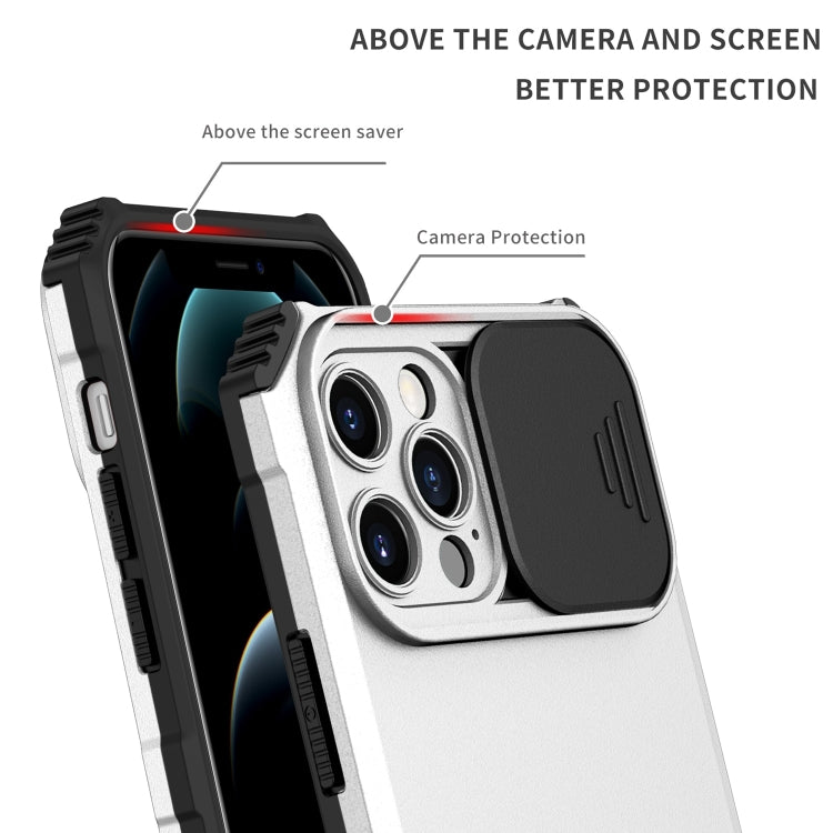 For iPhone 15 Pro Max Stereoscopic Holder Sliding Camshield Phone Case(White) - HoMEdemic™ 