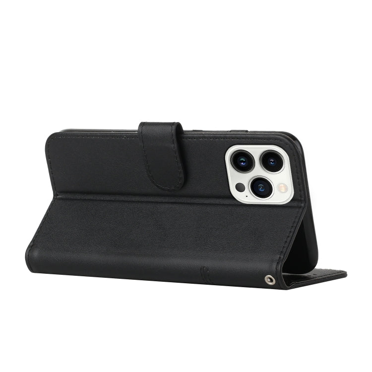 For iPhone 15 Pro Max Stitching Calf Texture Buckle Leather Phone Case(Black) - HoMEdemic™ 