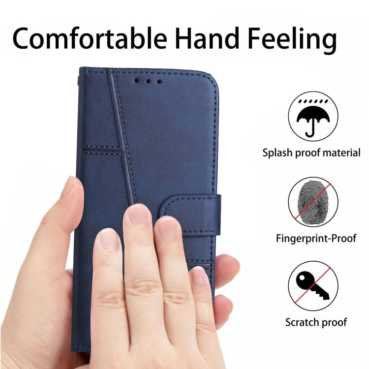For iPhone 15 Pro Max Stitching Calf Texture Buckle Leather Phone Case(Blue) - HoMEdemic™ 