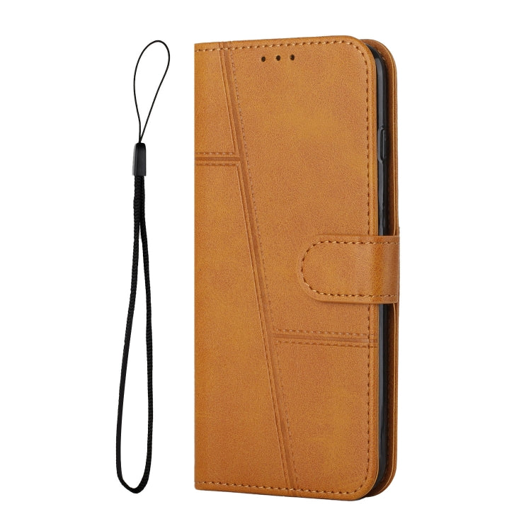 For iPhone 15 Pro Max Stitching Calf Texture Buckle Leather Phone Case(Yellow) - HoMEdemic™ 