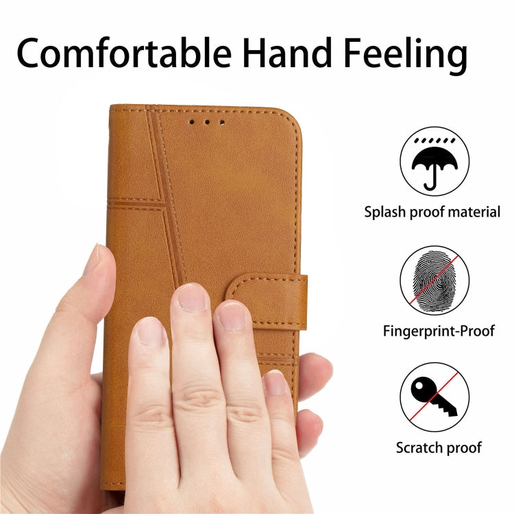 For iPhone 15 Pro Max Stitching Calf Texture Buckle Leather Phone Case(Yellow) - HoMEdemic™ 