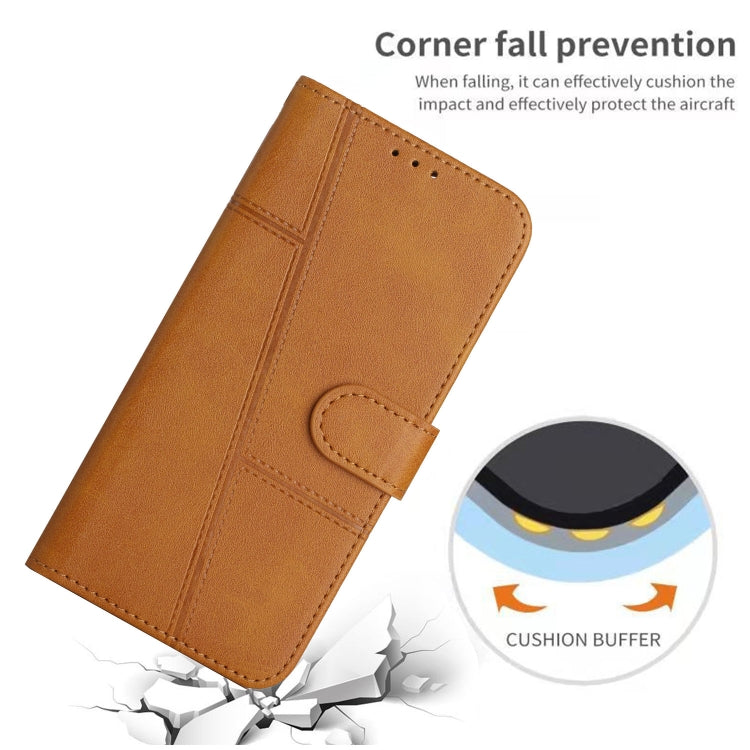 For iPhone 15 Pro Max Stitching Calf Texture Buckle Leather Phone Case(Yellow) - HoMEdemic™ 