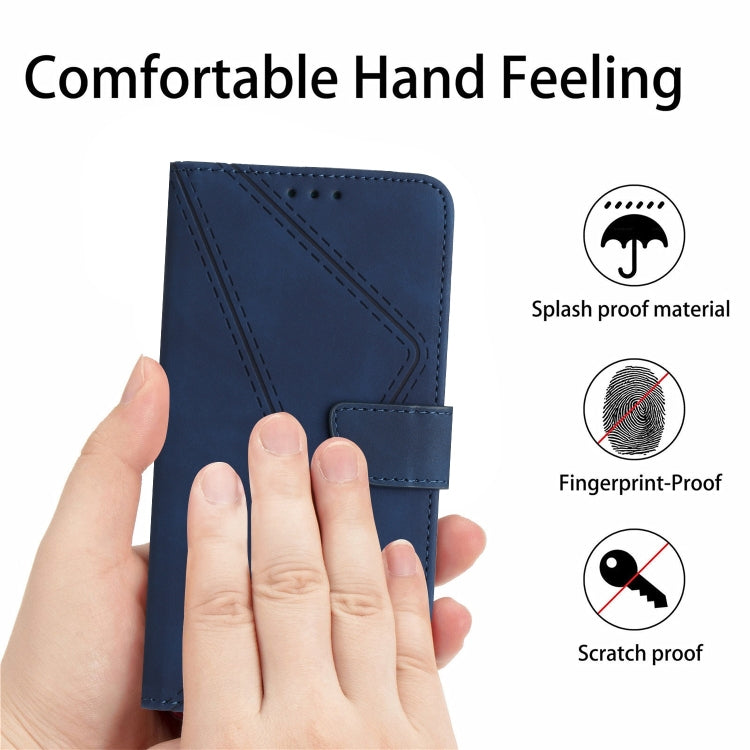 For iPhone 15 Pro Max Stitching Embossed Leather Phone Case(Blue) - HoMEdemic™ 