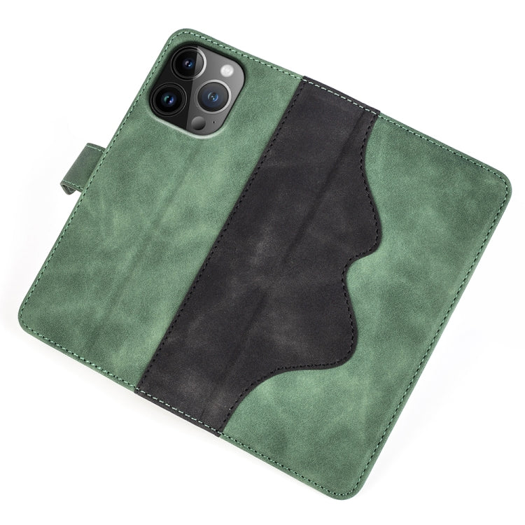 For iPhone 15 Pro Max Stitching Horizontal Flip Leather Phone Case(Green) - HoMEdemic™ 