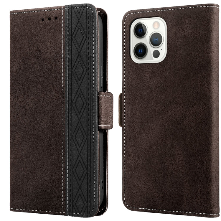 For iPhone 15 Pro Max Stitching Side-Magnetic RFID Leather Phone Case(Coffee) - HoMEdemic™ 