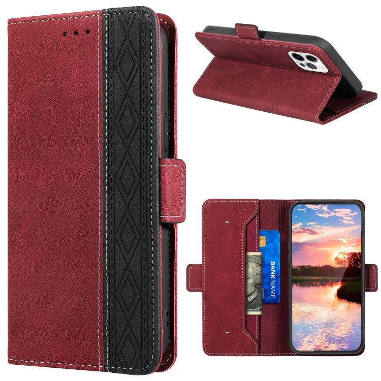 For iPhone 15 Pro Max Stitching Side-Magnetic RFID Leather Phone Case(Red) - HoMEdemic™ 