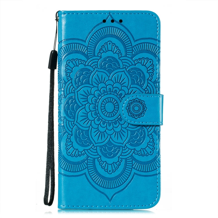 For iPhone 15 Pro Max Sun Mandala Embossing Leather Phone Case(Blue) - HoMEdemic™ 