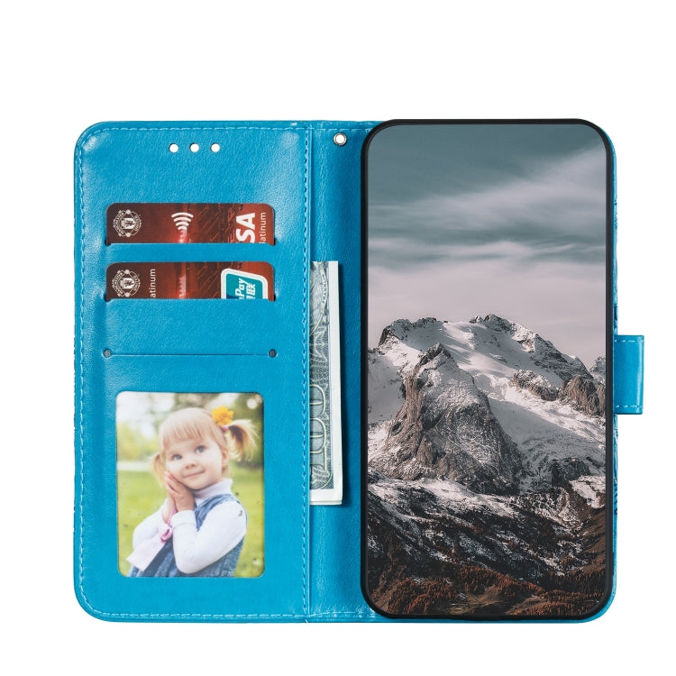 For iPhone 15 Pro Max Sun Mandala Embossing Leather Phone Case(Blue) - HoMEdemic™ 