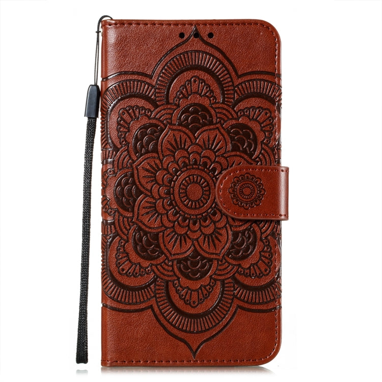 For iPhone 15 Pro Max Sun Mandala Embossing Leather Phone Case(Brown) - HoMEdemic™ 