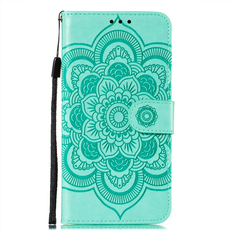 For iPhone 15 Pro Max Sun Mandala Embossing Leather Phone Case(Green) - HoMEdemic™ 