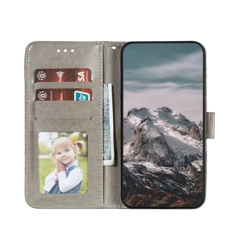 For iPhone 15 Pro Max Sun Mandala Embossing Leather Phone Case(Grey) - HoMEdemic™ 