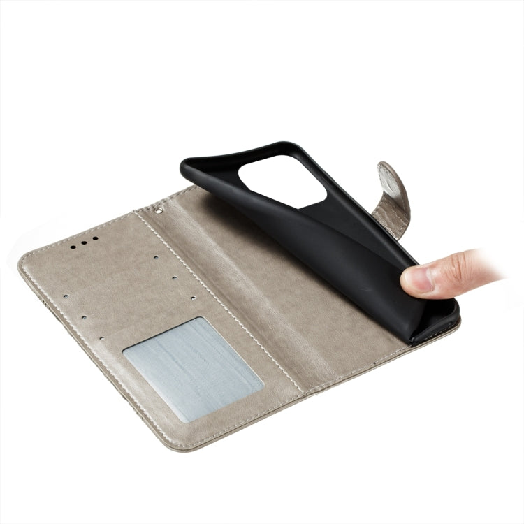 For iPhone 15 Pro Max Sun Mandala Embossing Leather Phone Case(Grey) - HoMEdemic™ 