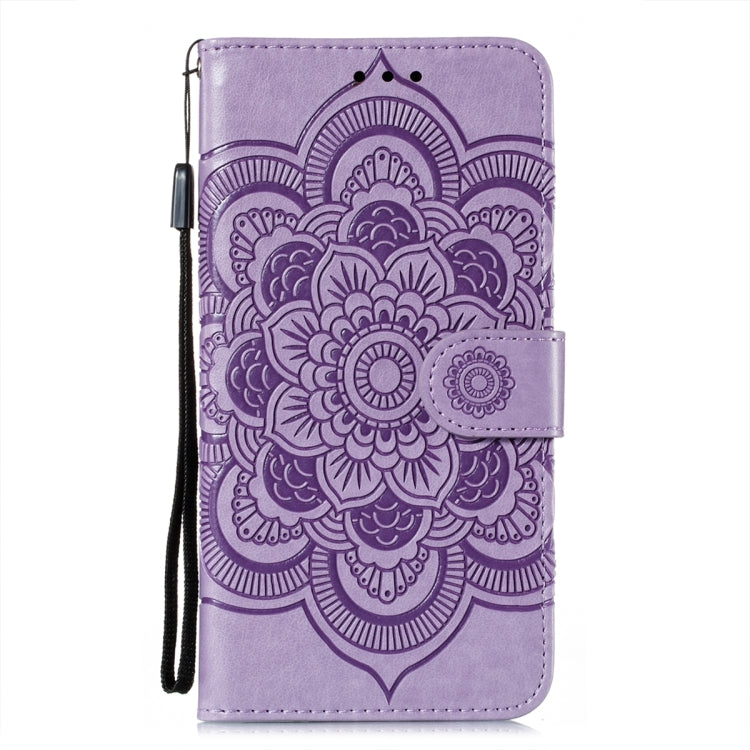 For iPhone 15 Pro Max Sun Mandala Embossing Leather Phone Case(Purple) - HoMEdemic™ 