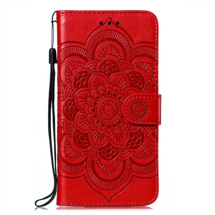 For iPhone 15 Pro Max Sun Mandala Embossing Leather Phone Case(Red) - HoMEdemic™ 