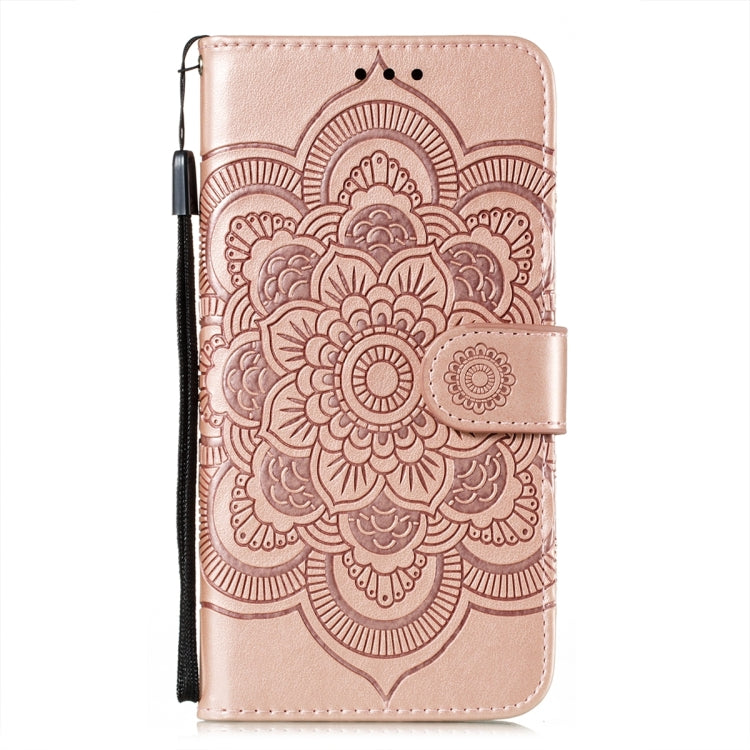 For iPhone 15 Pro Max Sun Mandala Embossing Leather Phone Case(Rose Gold) - HoMEdemic™ 