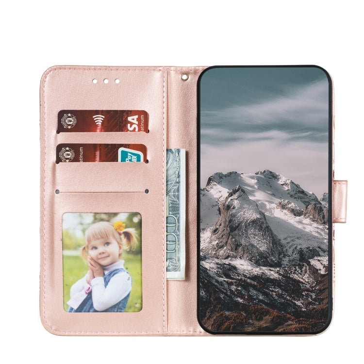 For iPhone 15 Pro Max Sun Mandala Embossing Leather Phone Case(Rose Gold) - HoMEdemic™ 