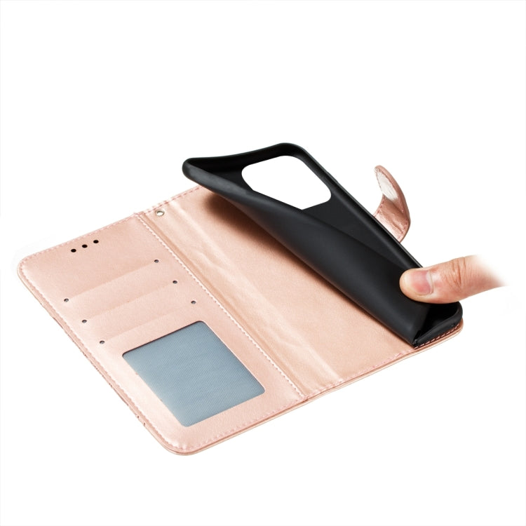 For iPhone 15 Pro Max Sun Mandala Embossing Leather Phone Case(Rose Gold) - HoMEdemic™ 
