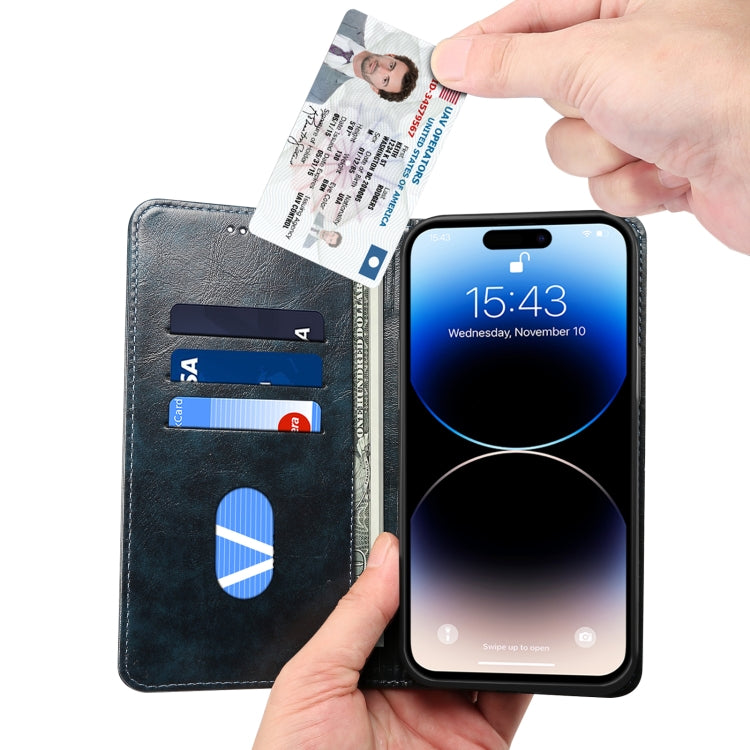 For iPhone 15 Pro Max Suteni Baroque Calf Texture Buckle Wallet Leather Phone Case(Blue) - HoMEdemic™ 