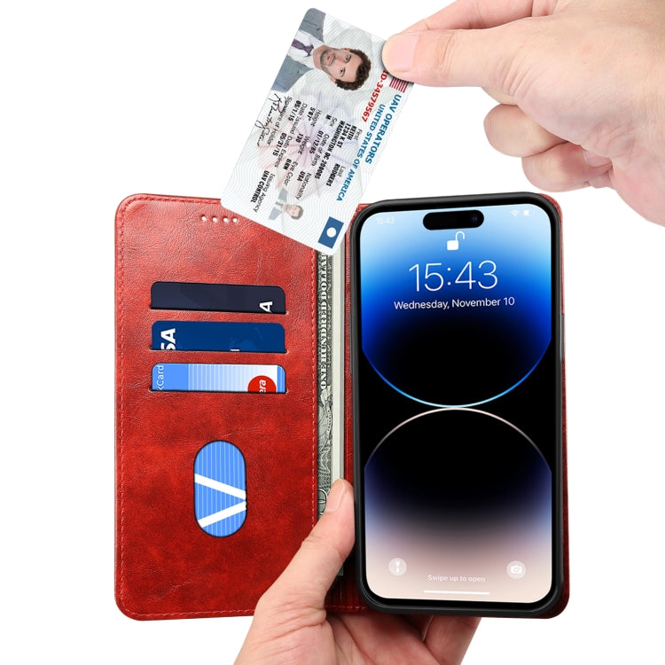 For iPhone 15 Pro Max Suteni Baroque Calf Texture Buckle Wallet Leather Phone Case(Red) - HoMEdemic™ 
