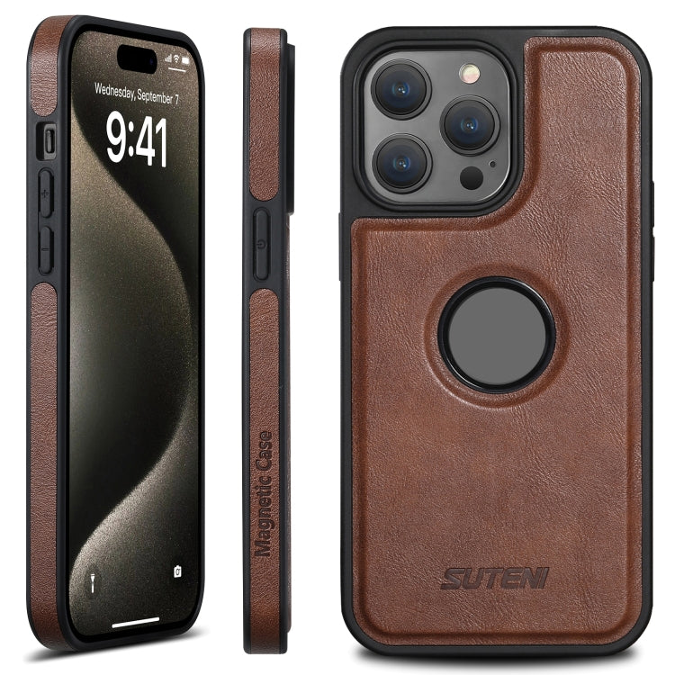 For iPhone 15 Pro Max Suteni G1 Magsafe Leather Back Phone Case(Brown) - HoMEdemic™ 