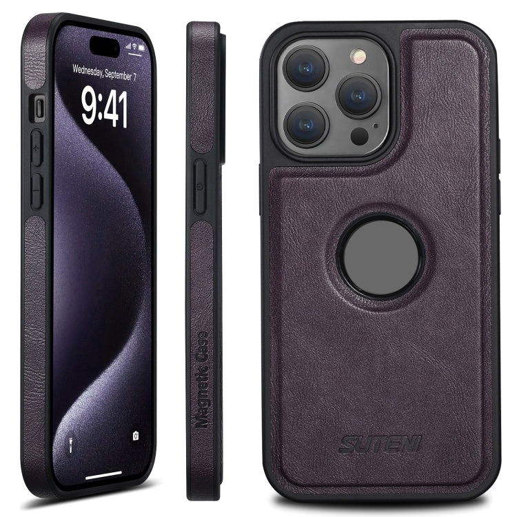 For iPhone 15 Pro Max Suteni G1 Magsafe Leather Back Phone Case(Purple) - HoMEdemic™ 