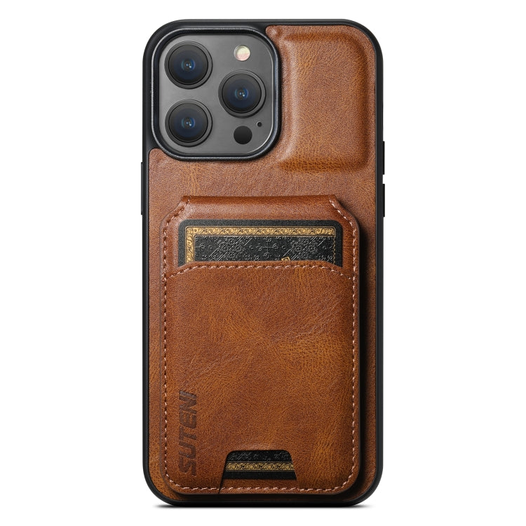 For iPhone 15 Pro Max Suteni H02 Leather Wallet Stand Back Phone Case(Brown) - HoMEdemic™ 