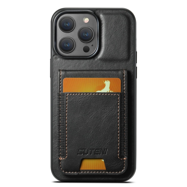 For iPhone 15 Pro Max Suteni H03 Oil Wax Leather Wallet Stand Back Phone Case(Black) - HoMEdemic™ 