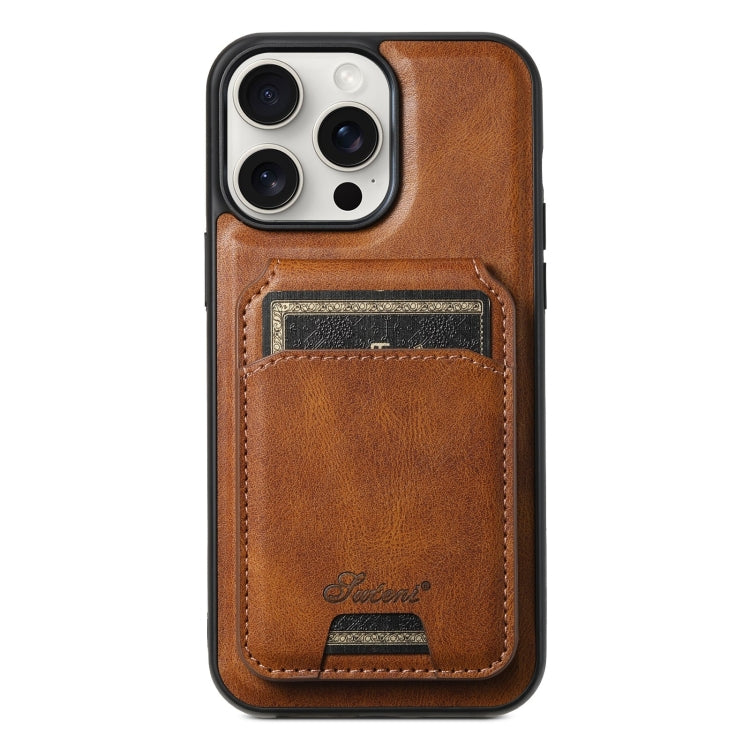 For iPhone 15 Pro Max Suteni H15 MagSafe Oil Eax Leather Detachable Wallet Back Phone Case(Brown) - HoMEdemic™ 