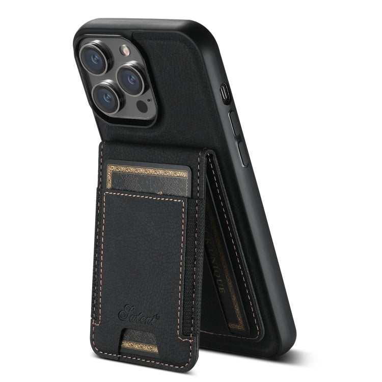 For iPhone 15 Pro Max Suteni H17 Litchi Texture Leather MagSafe Detachable Wallet Phone Case(Black) - HoMEdemic™ 