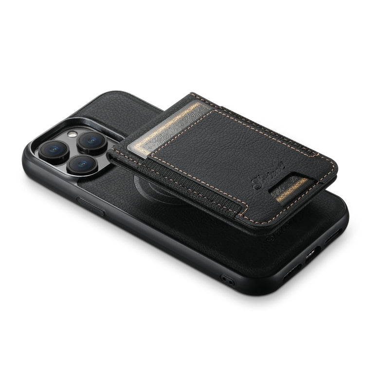 For iPhone 15 Pro Max Suteni H17 Litchi Texture Leather MagSafe Detachable Wallet Phone Case(Black) - HoMEdemic™ 