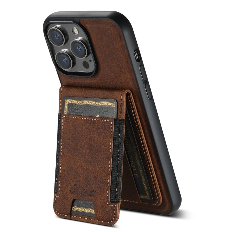 For iPhone 15 Pro Max Suteni H17 Litchi Texture Leather MagSafe Detachable Wallet Phone Case(Brown) - HoMEdemic™ 