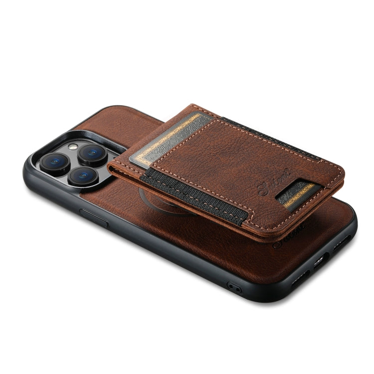 For iPhone 15 Pro Max Suteni H17 Litchi Texture Leather MagSafe Detachable Wallet Phone Case(Brown) - HoMEdemic™ 