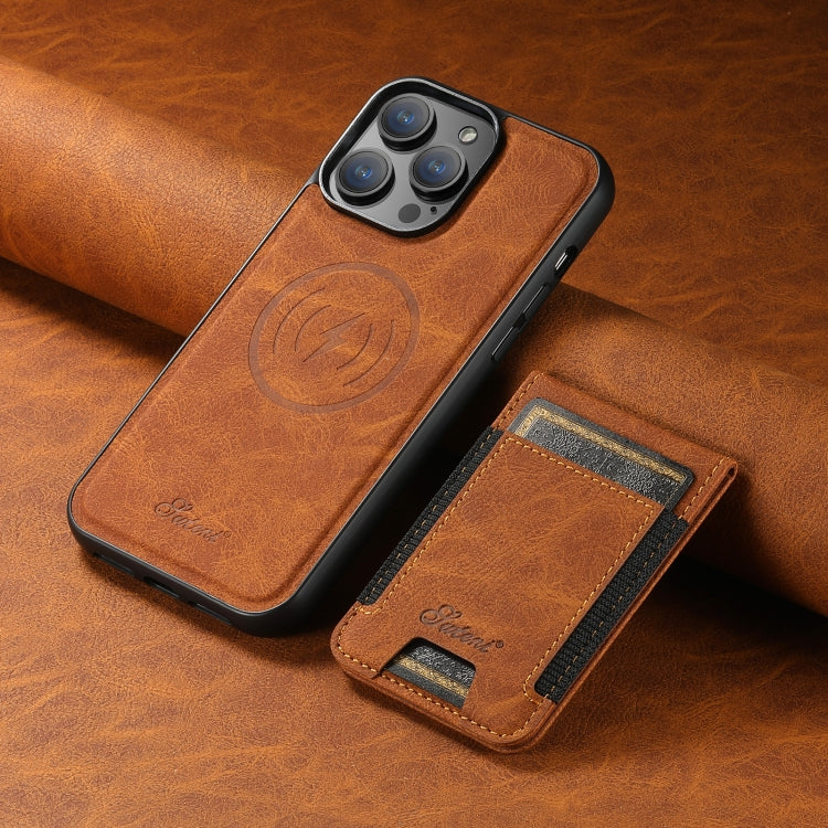 For iPhone 15 Pro Max Suteni H17 Litchi Texture Leather MagSafe Detachable Wallet Phone Case(Khaki) - HoMEdemic™ 