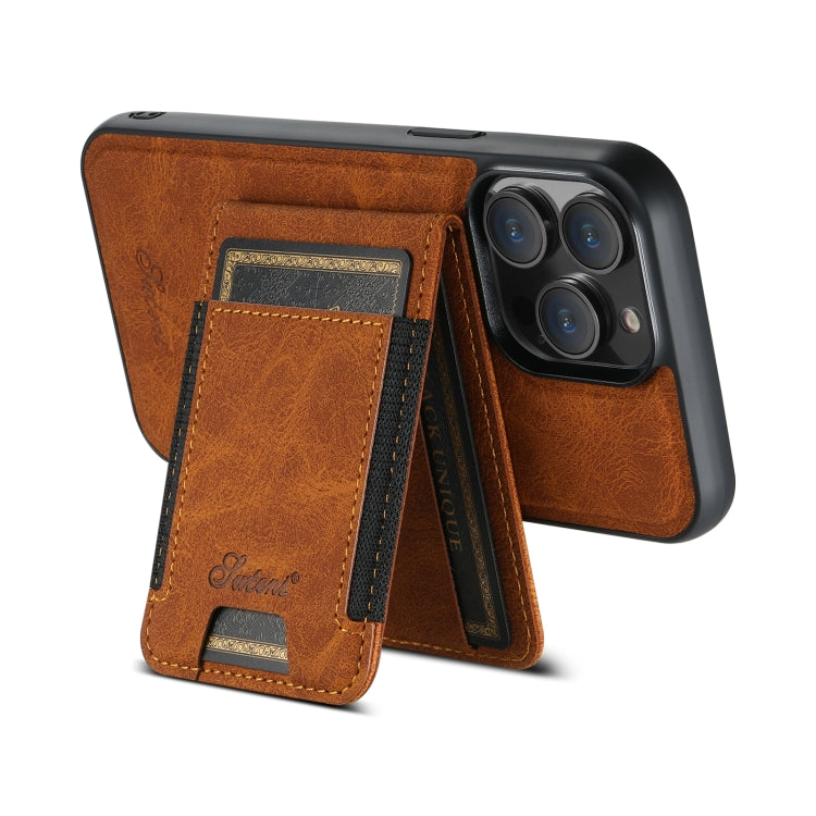 For iPhone 15 Pro Max Suteni H17 Litchi Texture Leather MagSafe Detachable Wallet Phone Case(Khaki) - HoMEdemic™ 