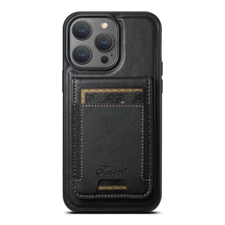 For iPhone 15 Pro Max Suteni H17 Oil Eax Leather MagSafe Detachable Wallet Phone Case(Black) - HoMEdemic™ 