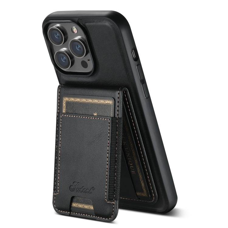 For iPhone 15 Pro Max Suteni H17 Oil Eax Leather MagSafe Detachable Wallet Phone Case(Black) - HoMEdemic™ 